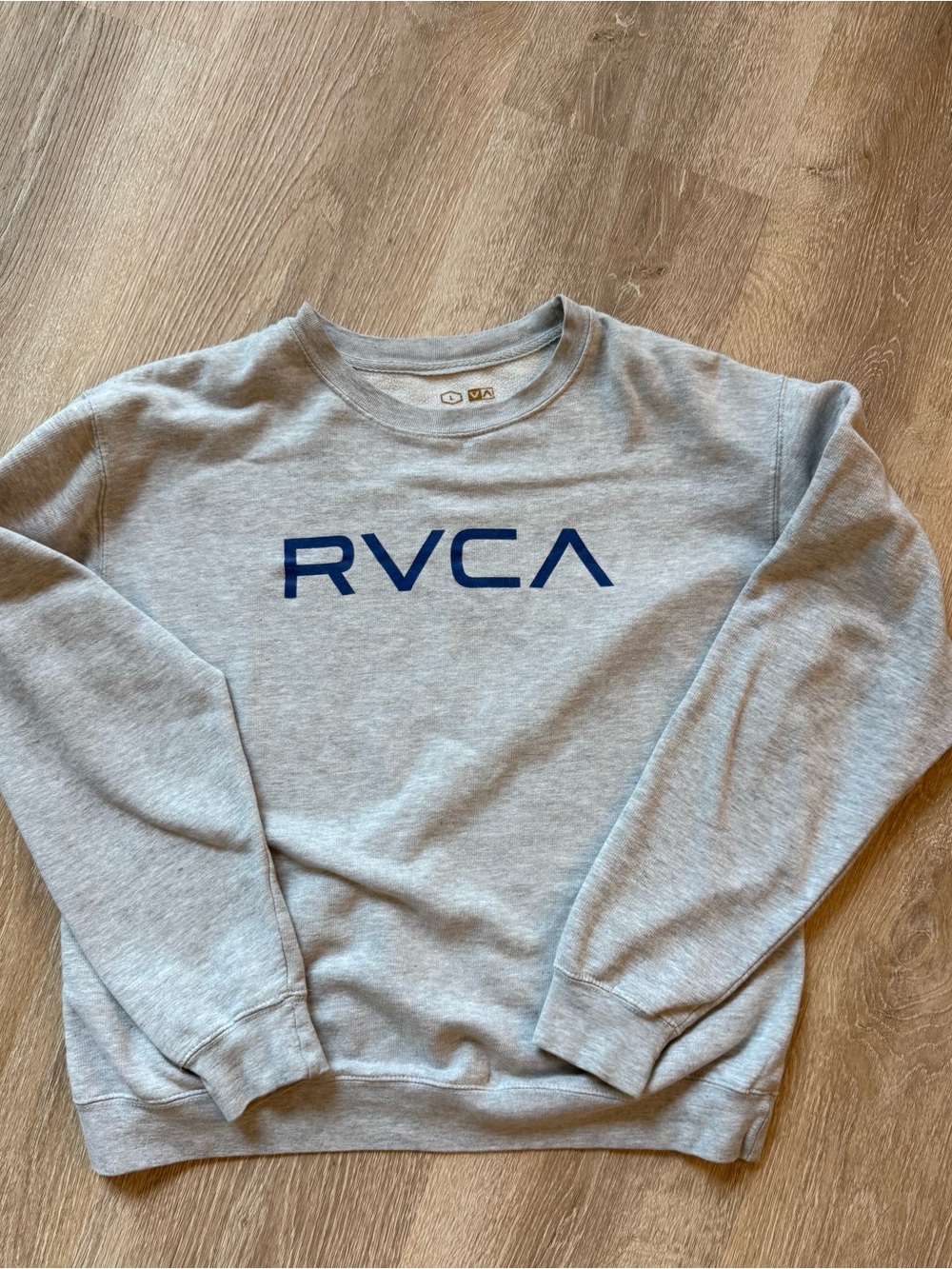 Rvca BIG RVCA Athletic Grey Blue Logo Crewneck Discounted Men's Sweatshirt Large